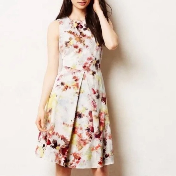 ANTHROPOLOGIE x HUNTER BELL pixelated Floral dress SZ: 10 - Picture 1 of 15